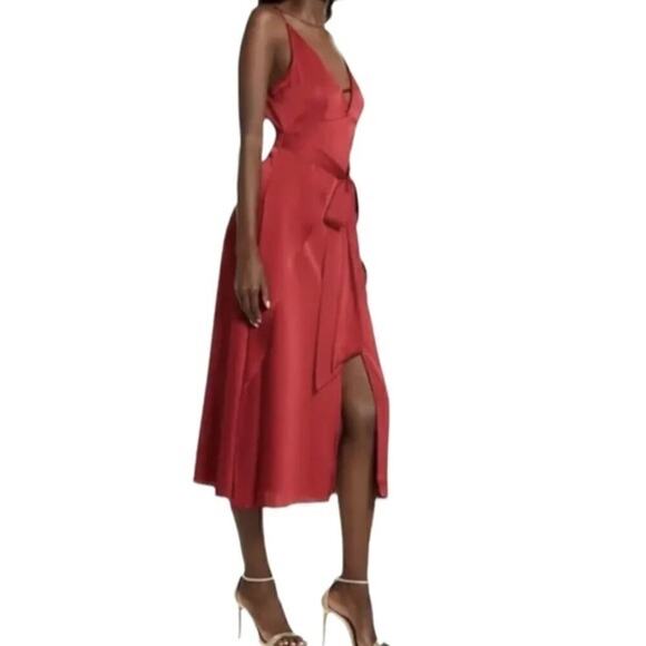 AMYLYNN Backless Satin Dress Jolie Satin Slip Dress in Burgundy Size Small - Picture 3 of 15